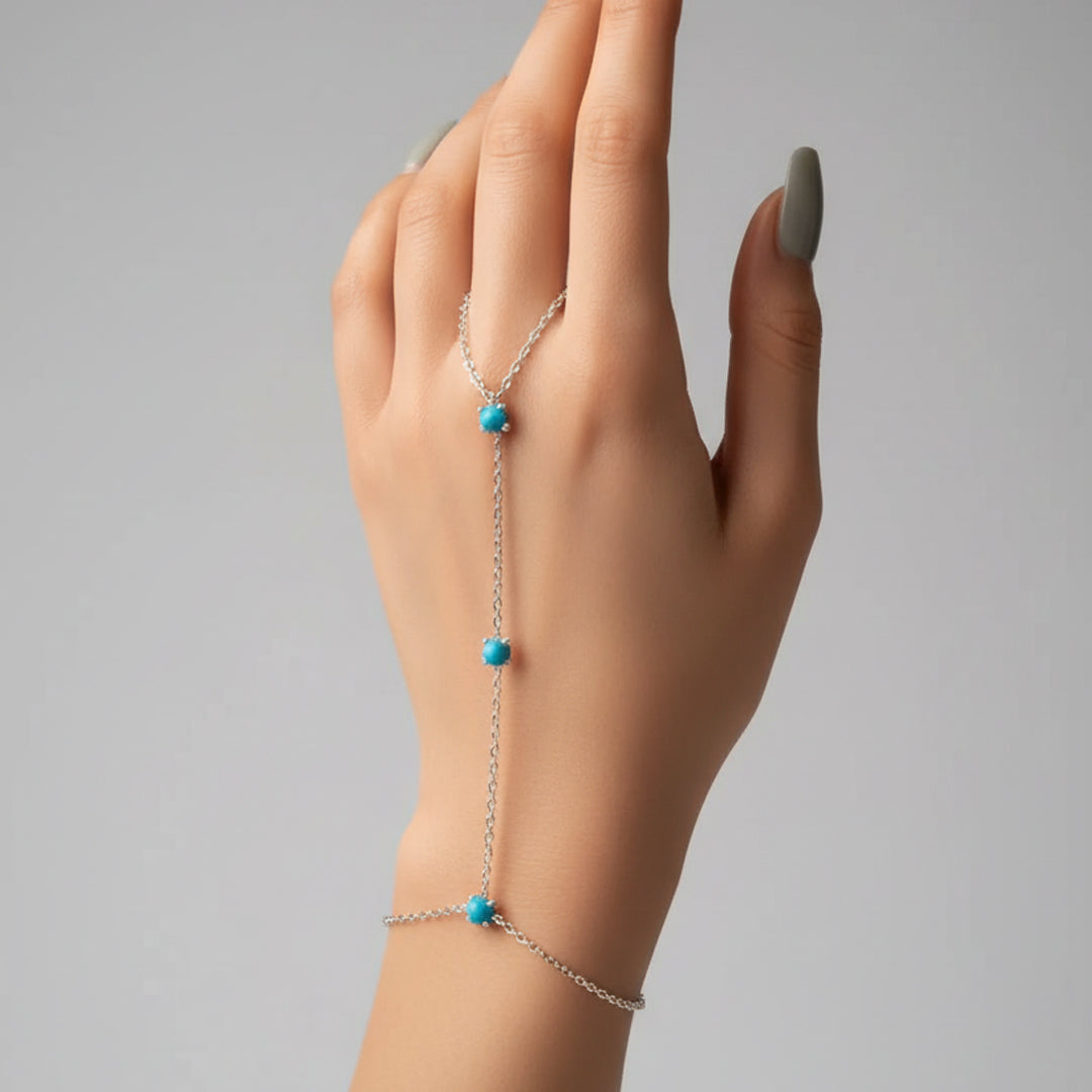 Boho silver hand chain