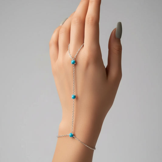 Boho silver hand chain