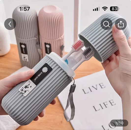 Portable Travel Toothbrush Holder with Toothpaste Dispenser